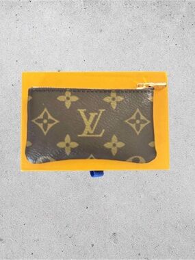 Louis Vuitton Monogram Zip Key Pouch in Brown and Gold Hardware